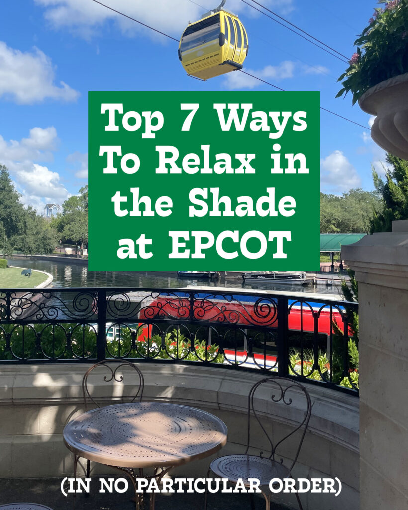 Ideas for relaxing at EPCOT in the France Pavilion as the Skyliner and Disney Resort boat transportation goes by