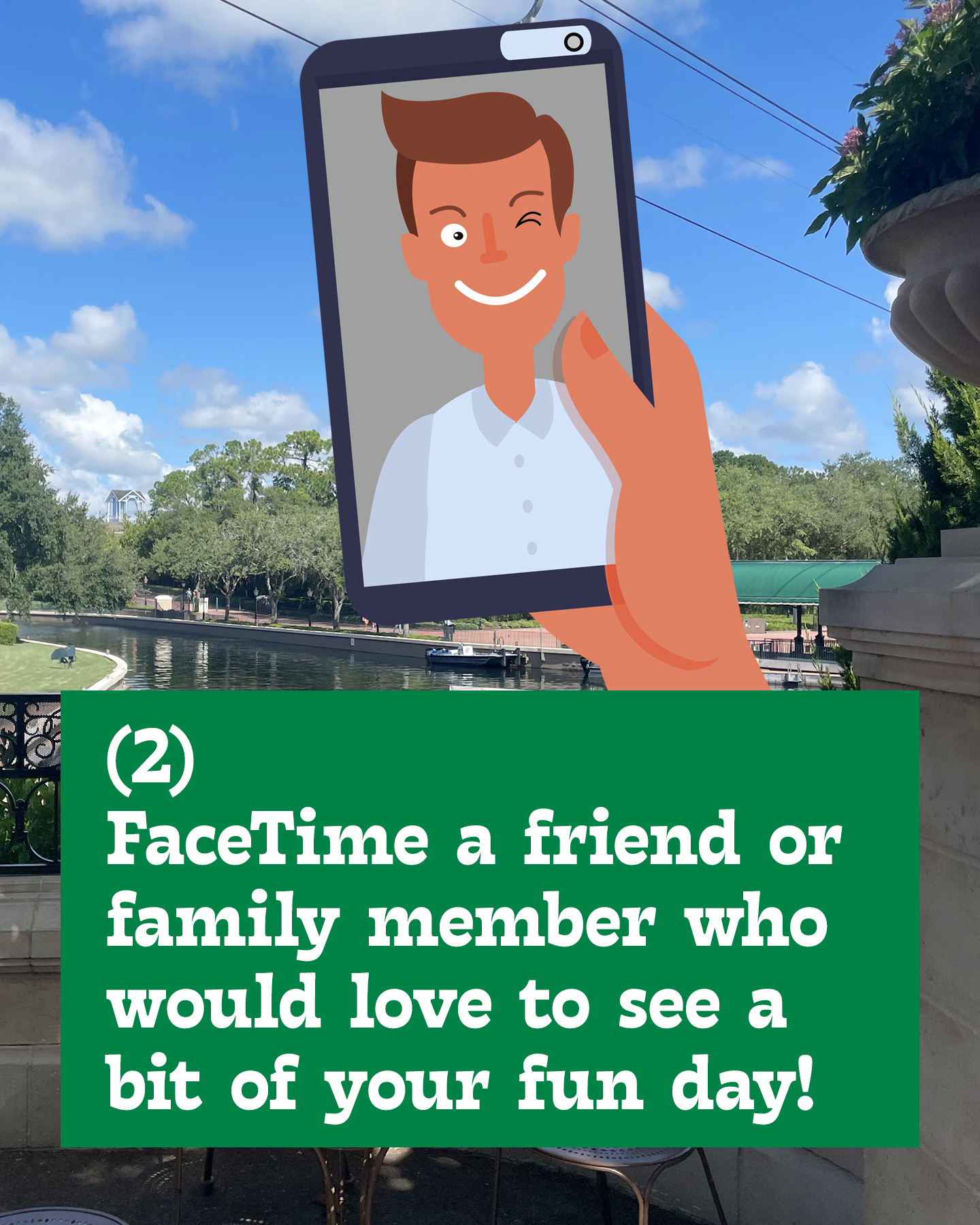 FaceTiming a friend from EPCOT