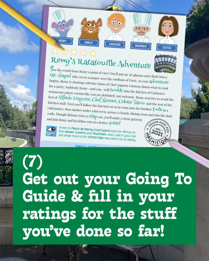 A page about Remy's Ratatouille Adventure in the France Pavilion at EPCOT